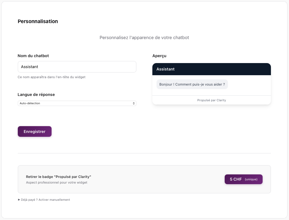 Configuration des langues et personnalisation