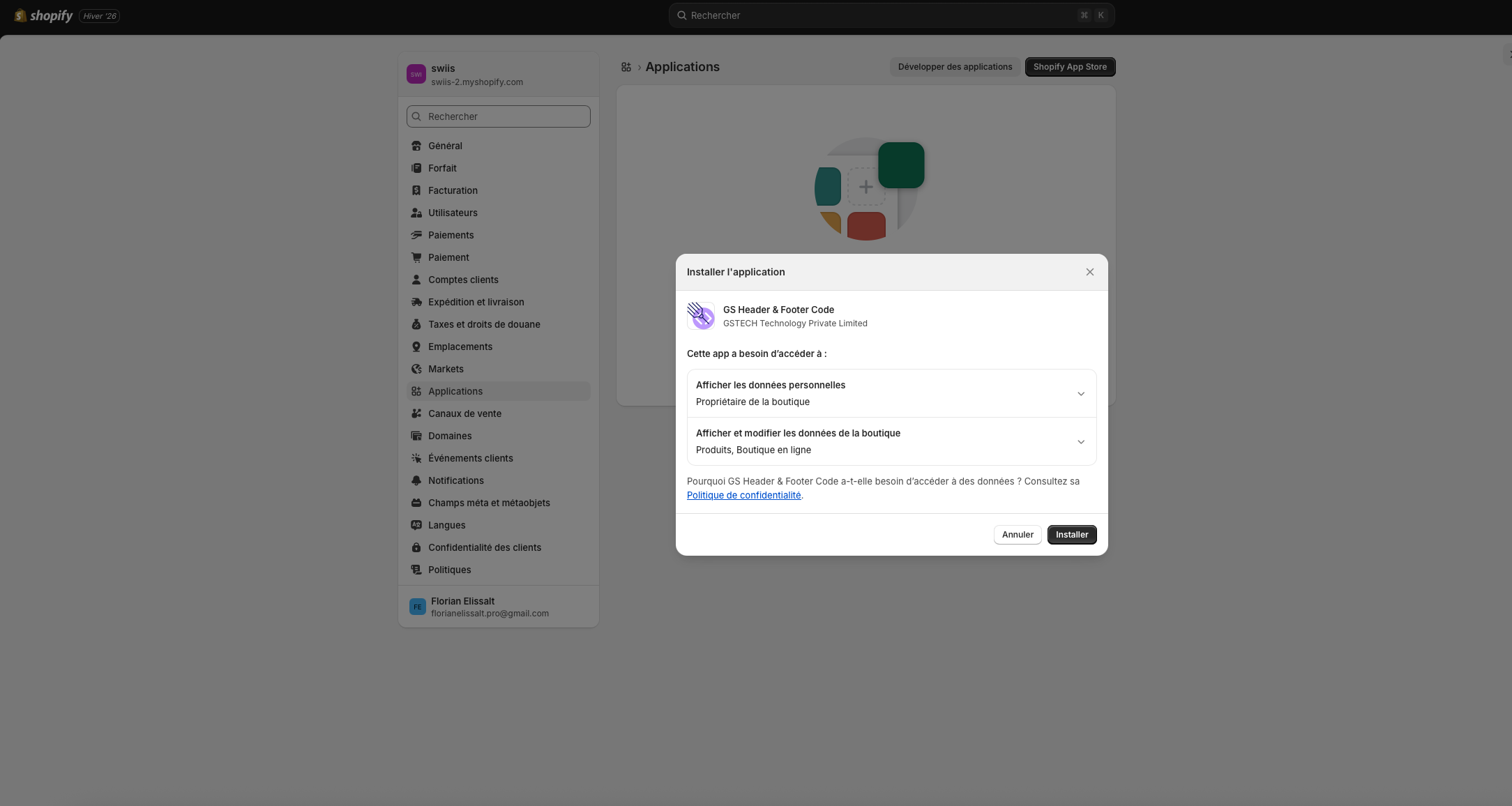 Installation de l'application GS